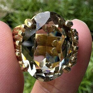 Vintage Cci Green Faceted Gemstone Cocktail Ring Gold Plated Size 7‎ Jewelry